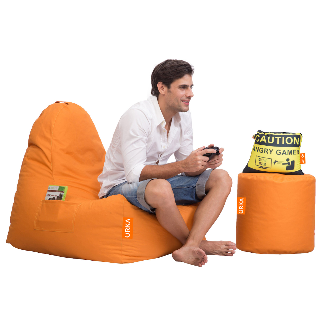 Can bean bags Solid Denier Fabric Triangle Chair Bean Bag With Footstool